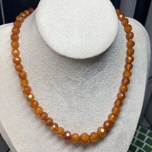 Vintage 16” Faceted Baltic Amber Necklace Graduated 7.6–11.3mm 15g